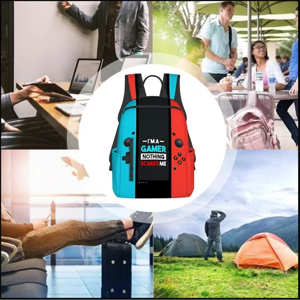 Gamer Backpack with Red and Blue Design